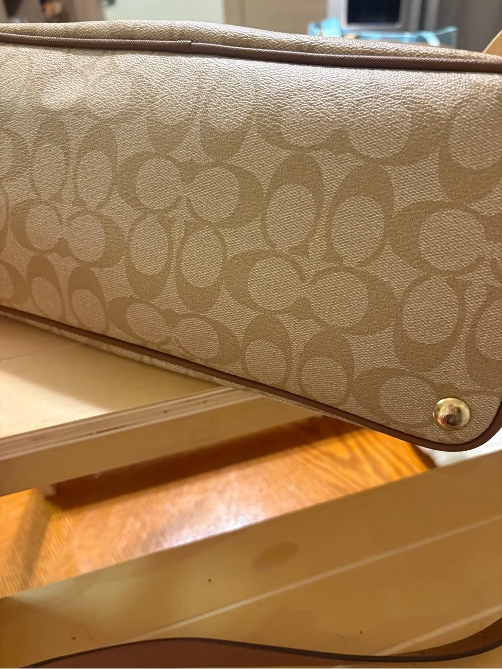 Coach Tan Signature Dome Satchel with Brown Trim - Picture 4 of 4